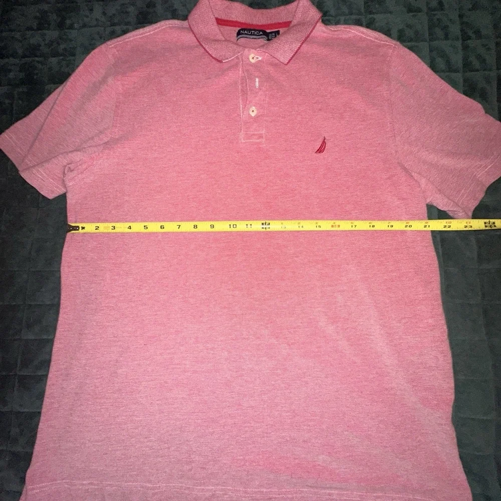 Nautica Mens Short Sleeve Polo Shirt Large (L) Red Classic Preppy